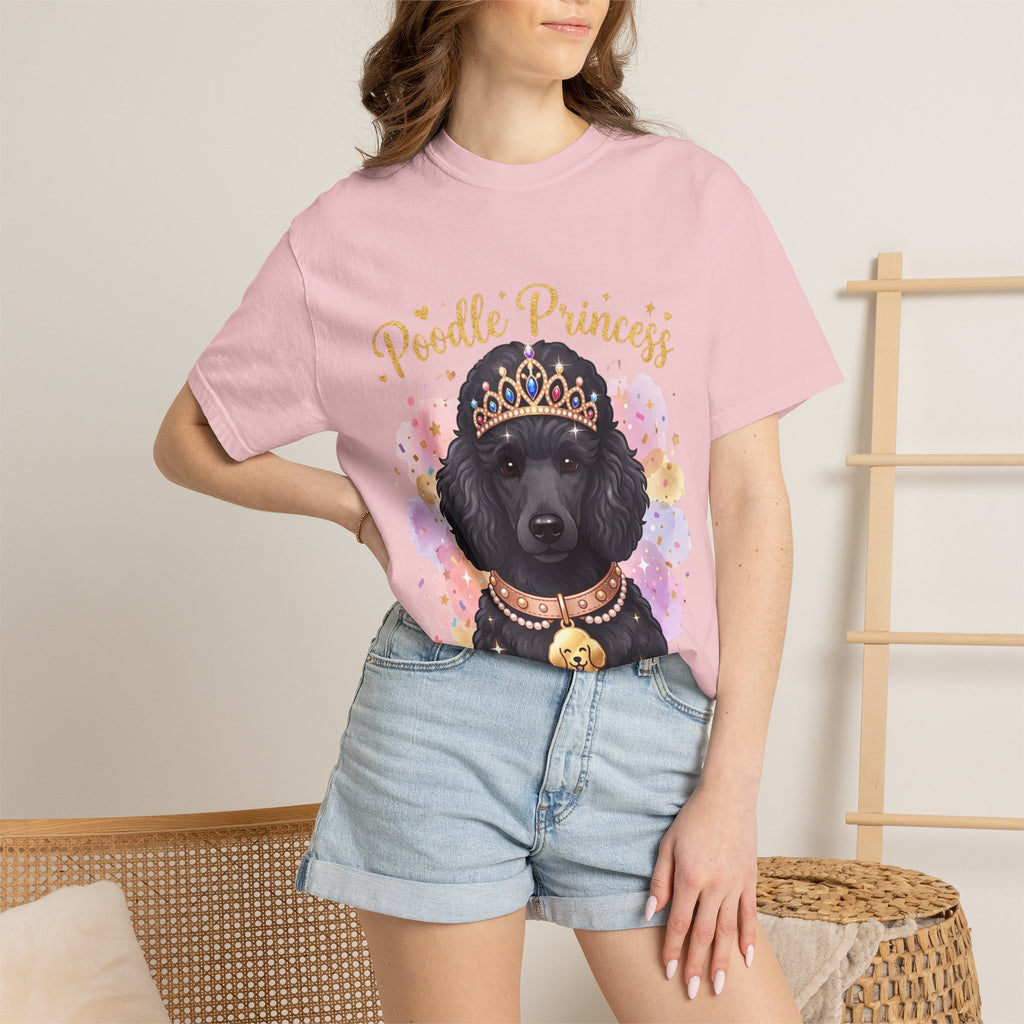 Poodle Princess T-Shirt – Cute Black Poodle Crown Graphic Tee for Dog Lovers