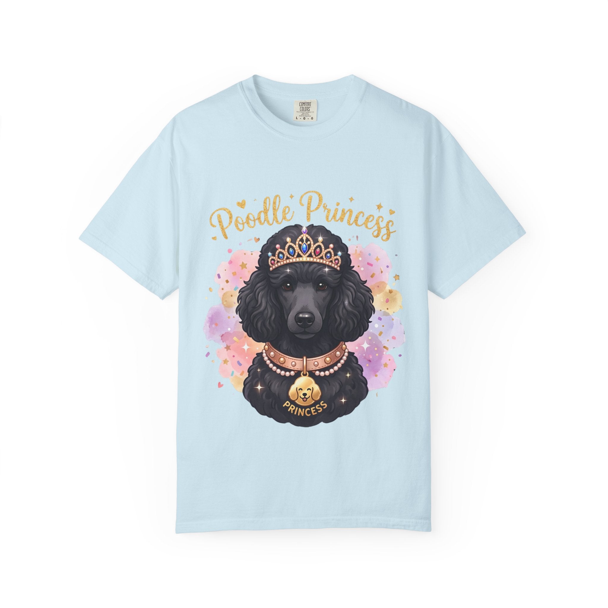 Poodle Princess T-Shirt – Cute Black Poodle Crown Graphic Tee for Dog Lovers
