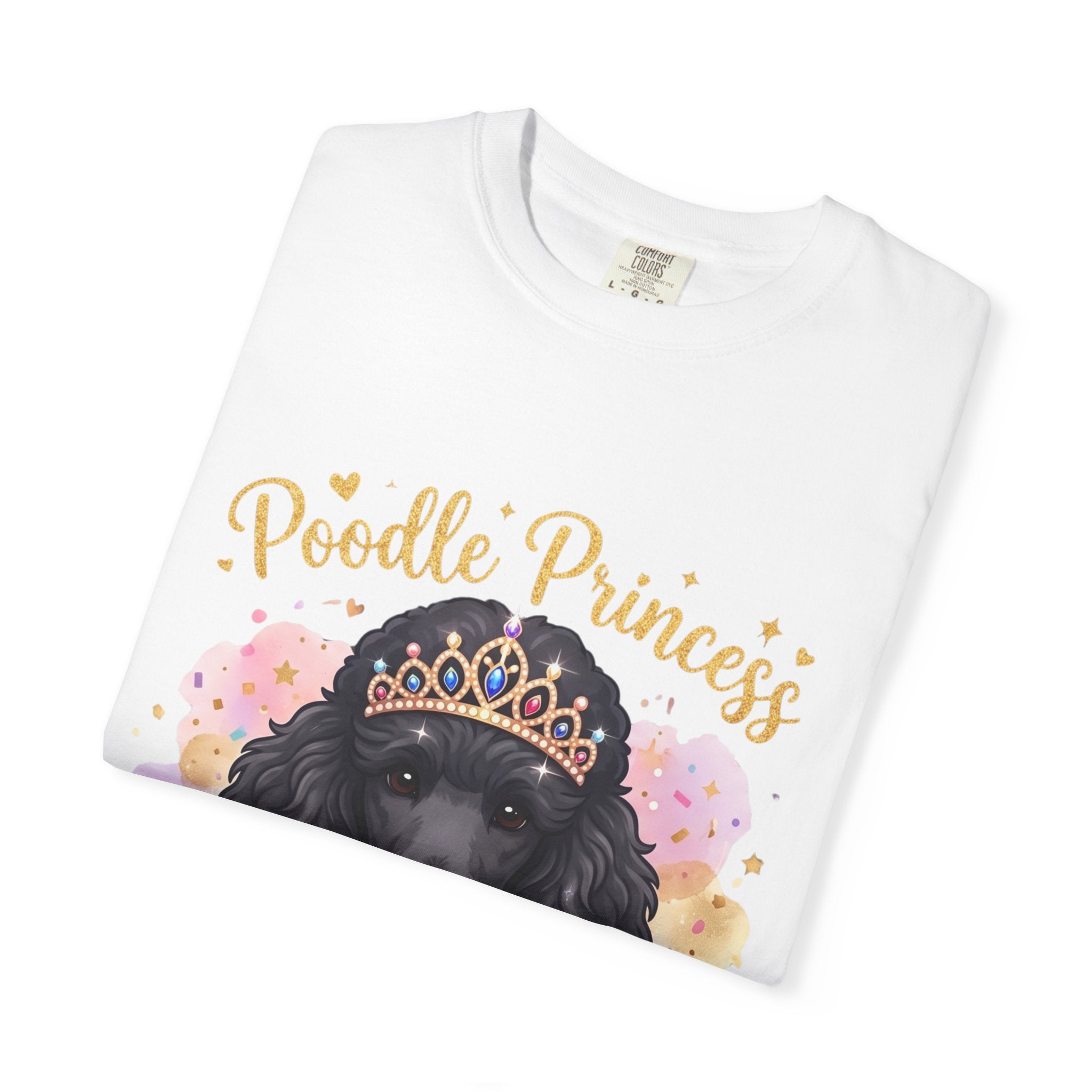Poodle Princess T-Shirt – Cute Black Poodle Crown Graphic Tee for Dog Lovers