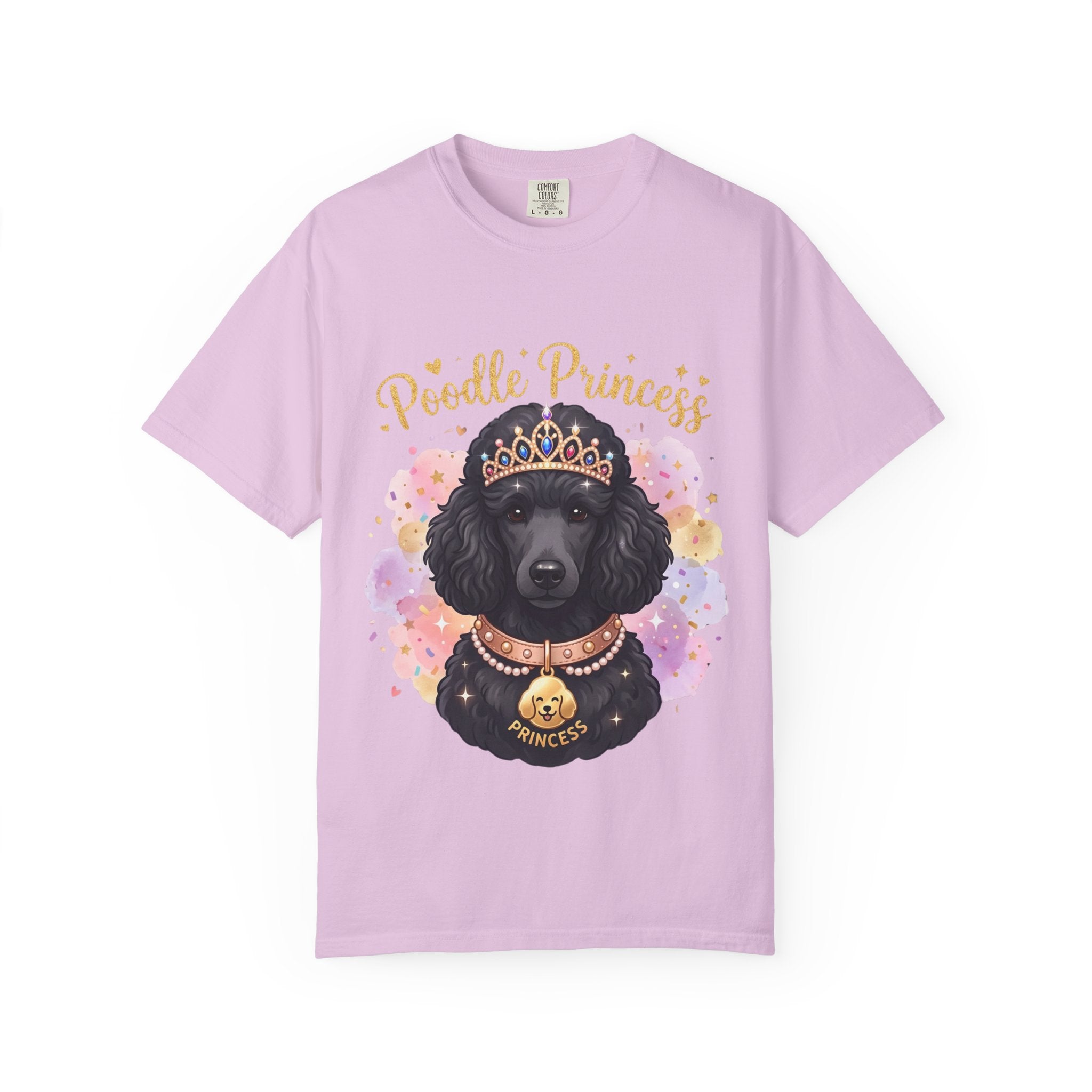 Poodle Princess T-Shirt – Cute Black Poodle Crown Graphic Tee for Dog Lovers