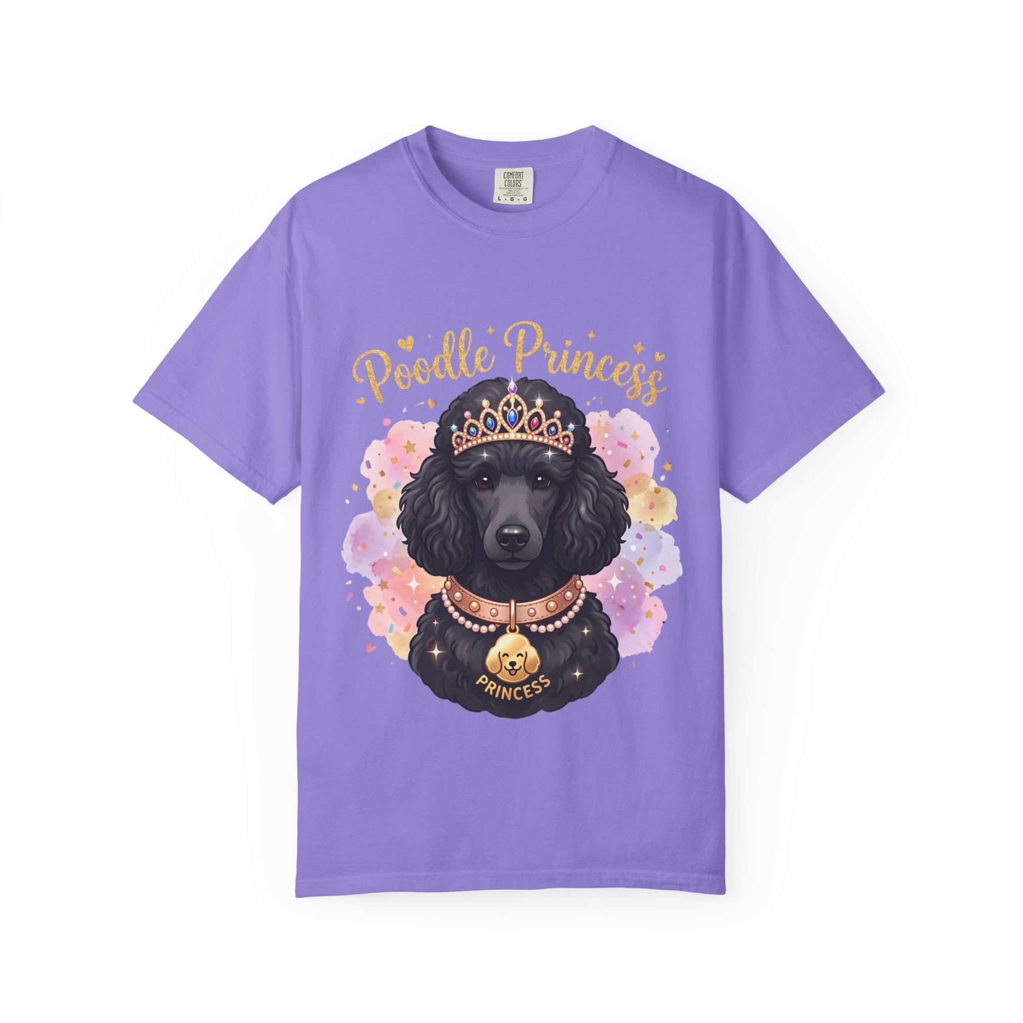 Poodle Princess T-Shirt – Cute Black Poodle Crown Graphic Tee for Dog Lovers