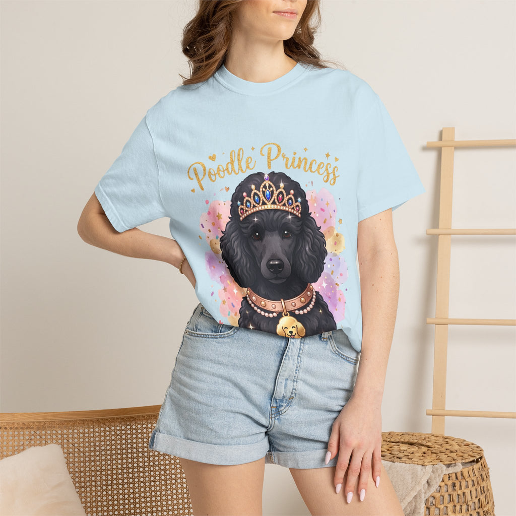Poodle Princess T-Shirt – Cute Black Poodle Crown Graphic Tee for Dog Lovers