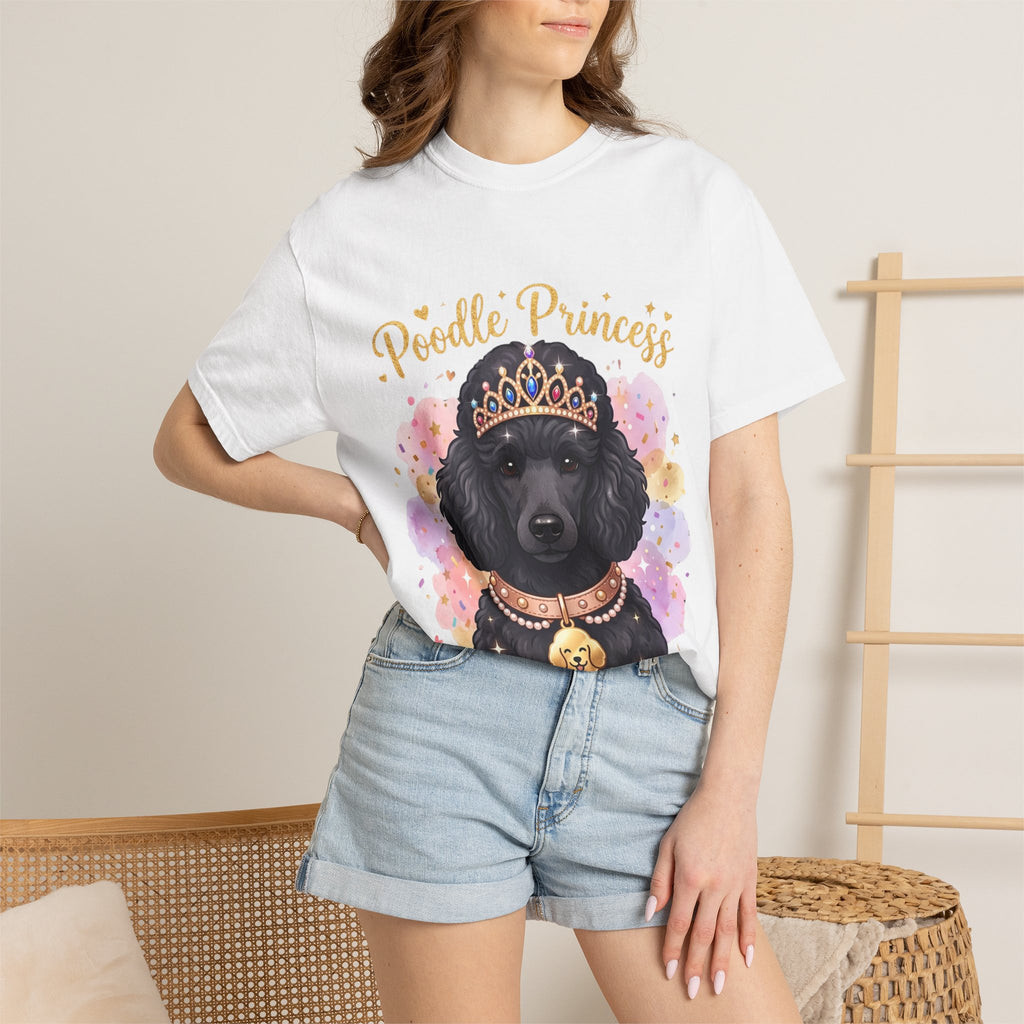Poodle Princess T-Shirt – Cute Black Poodle Crown Graphic Tee for Dog Lovers