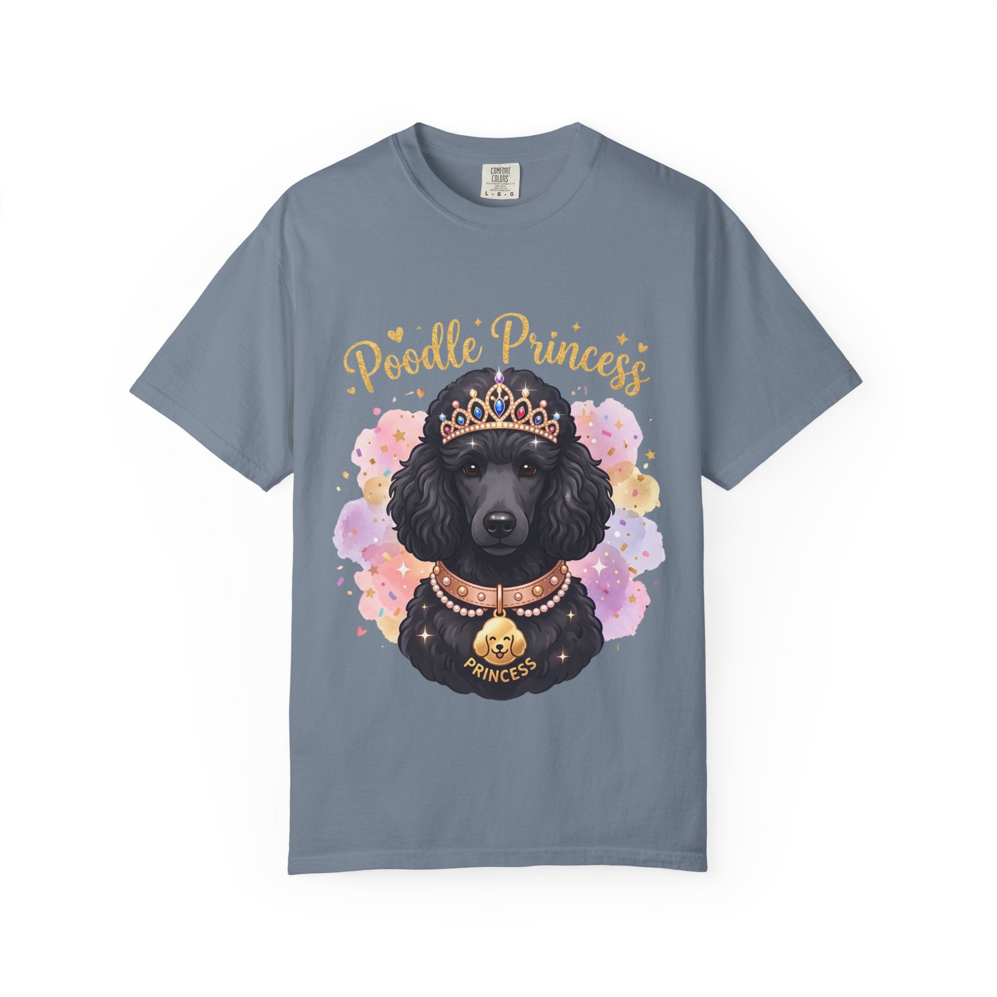 Poodle Princess T-Shirt – Cute Black Poodle Crown Graphic Tee for Dog Lovers