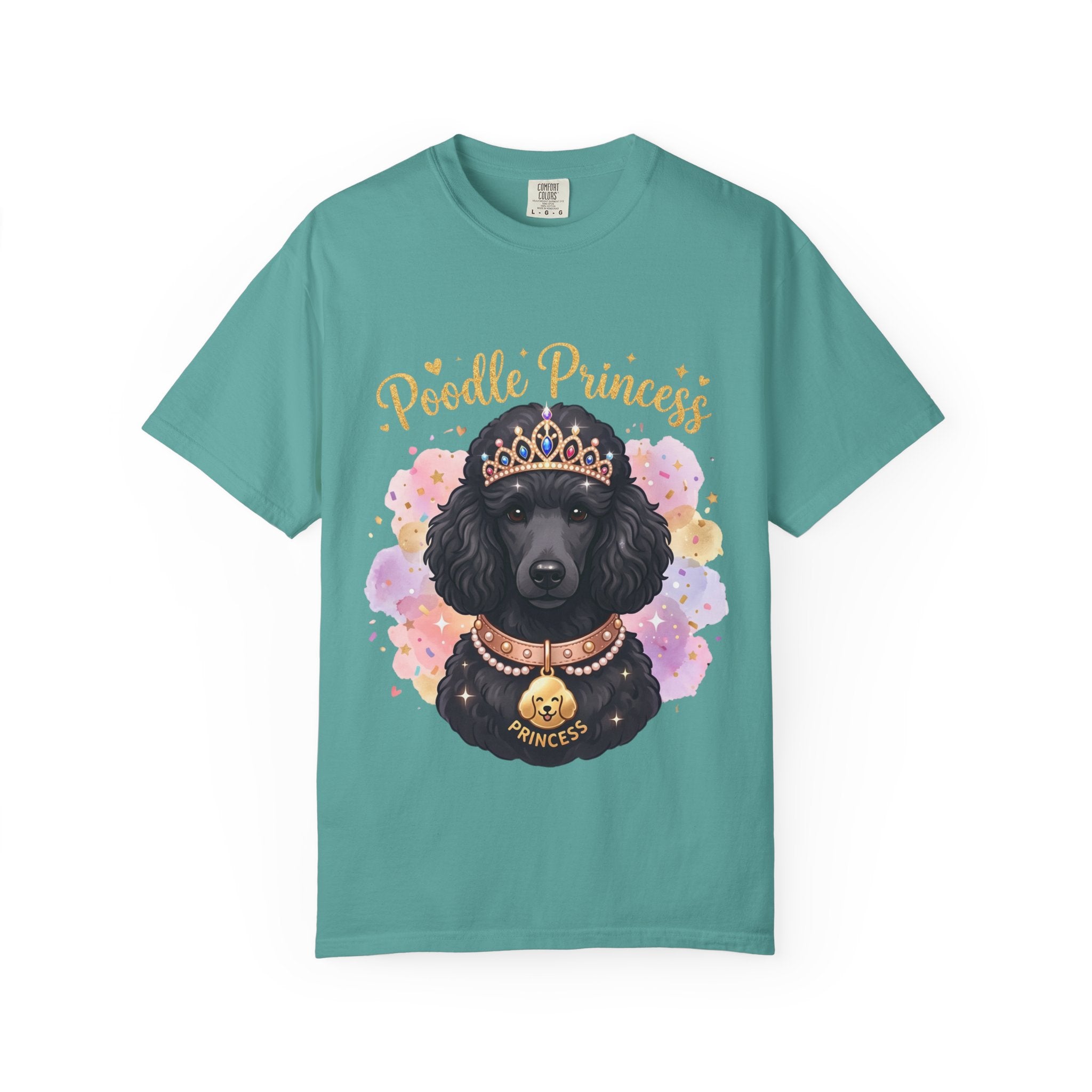 Poodle Princess T-Shirt – Cute Black Poodle Crown Graphic Tee for Dog Lovers