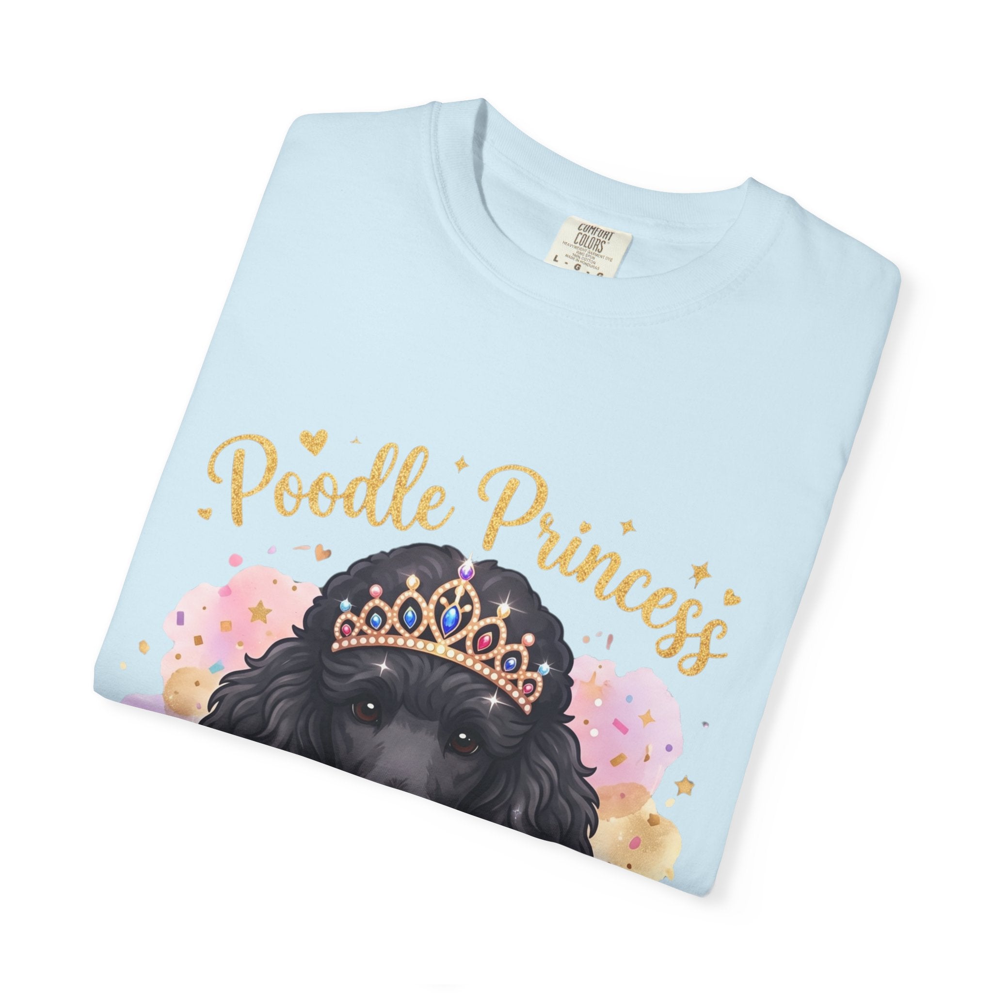 Poodle Princess T-Shirt – Cute Black Poodle Crown Graphic Tee for Dog Lovers
