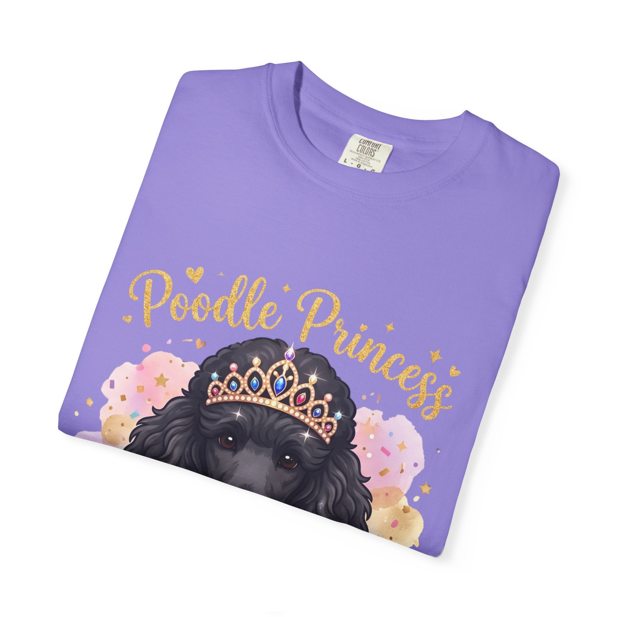 Poodle Princess T-Shirt – Cute Black Poodle Crown Graphic Tee for Dog Lovers
