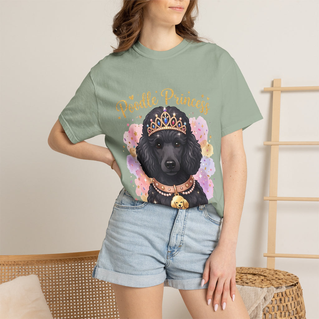 Poodle Princess T-Shirt – Cute Black Poodle Crown Graphic Tee for Dog Lovers