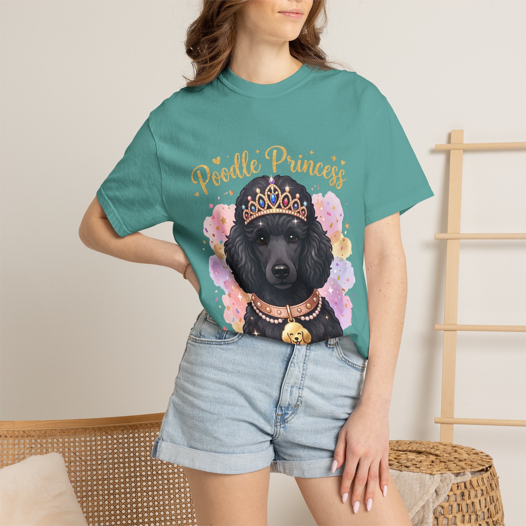 Poodle Princess T-Shirt – Cute Black Poodle Crown Graphic Tee for Dog Lovers