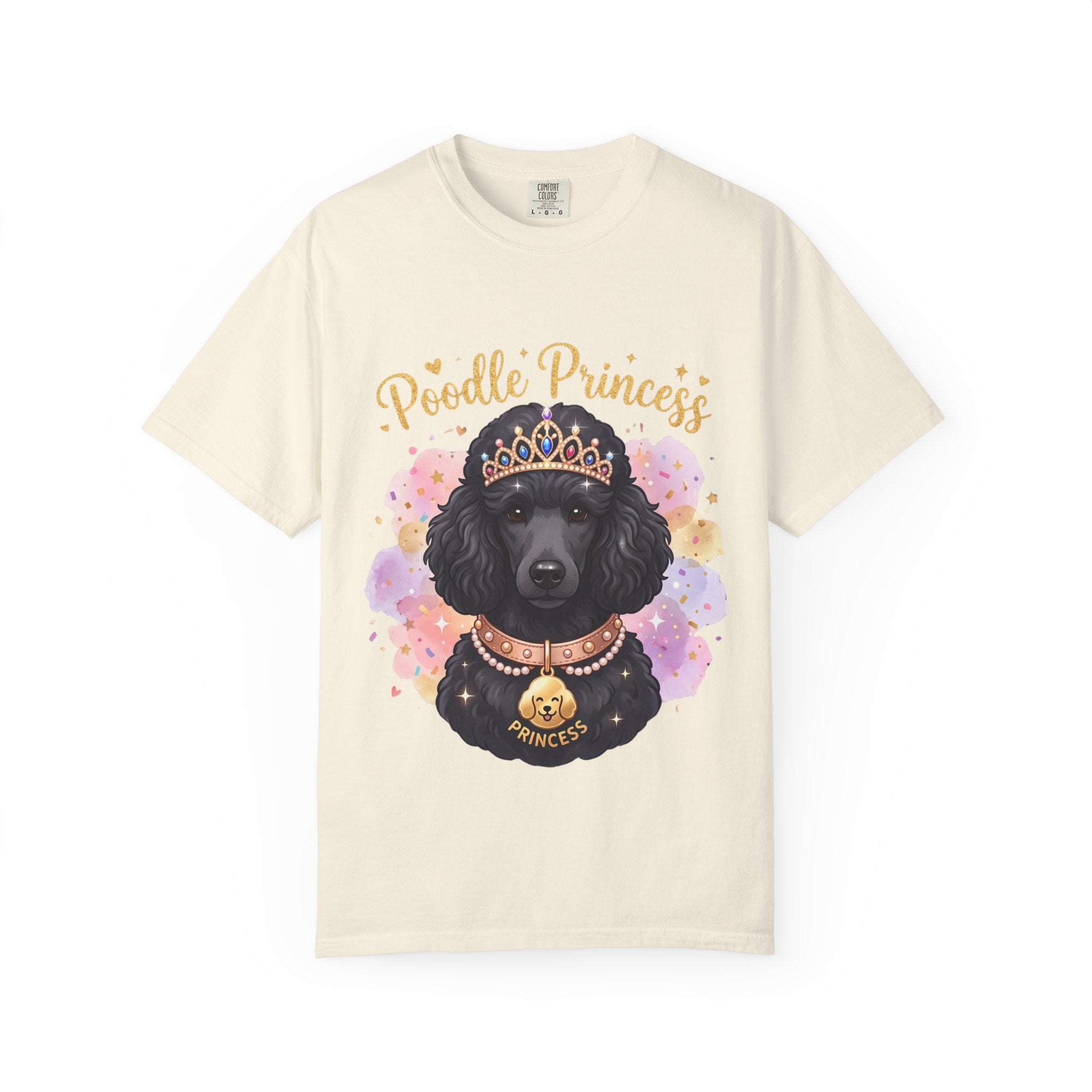 Poodle Princess T-Shirt – Cute Black Poodle Crown Graphic Tee for Dog Lovers
