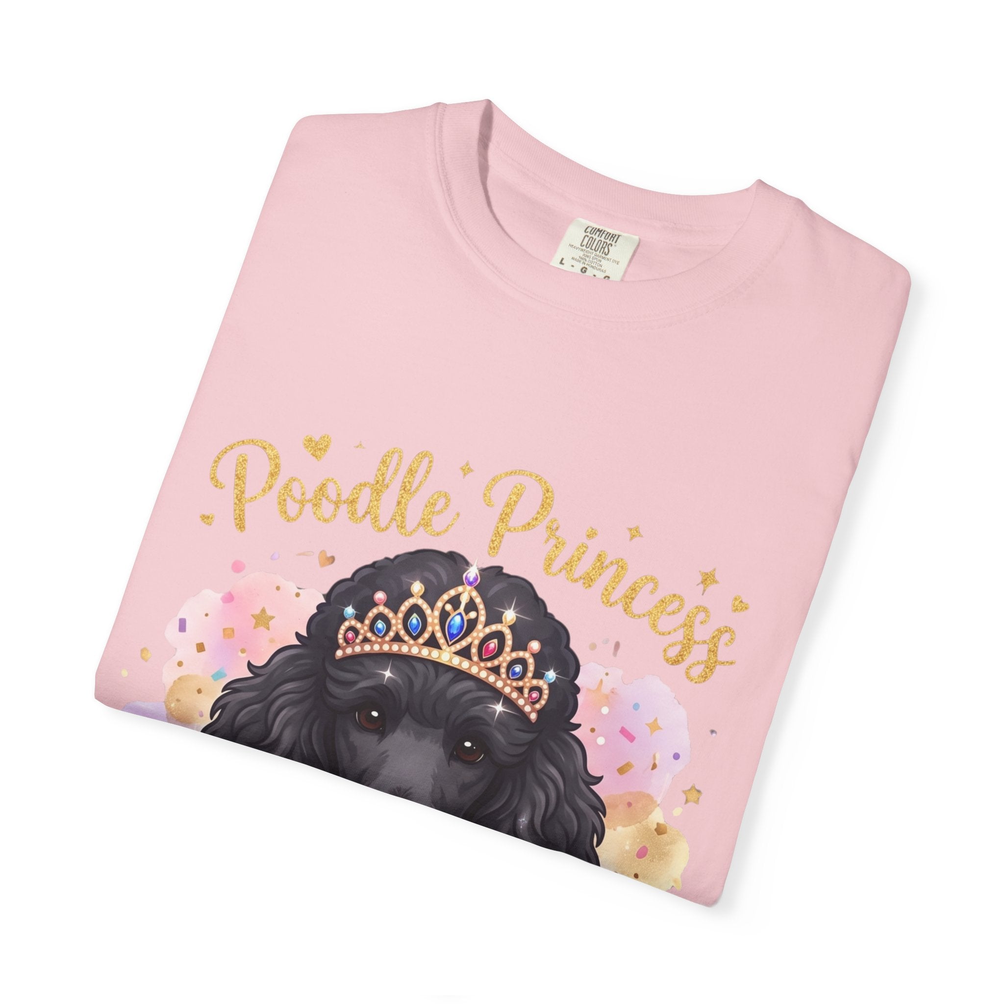 Poodle Princess T-Shirt – Cute Black Poodle Crown Graphic Tee for Dog Lovers