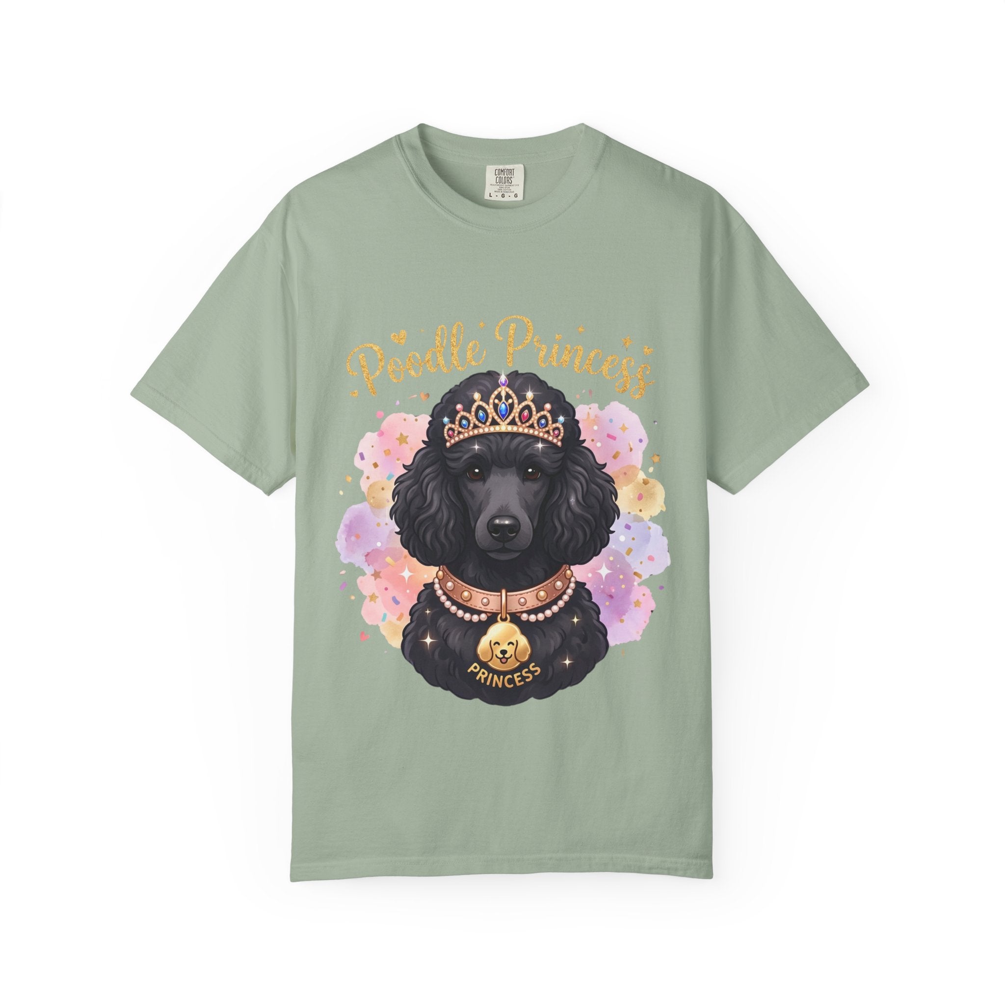 Poodle Princess T-Shirt – Cute Black Poodle Crown Graphic Tee for Dog Lovers