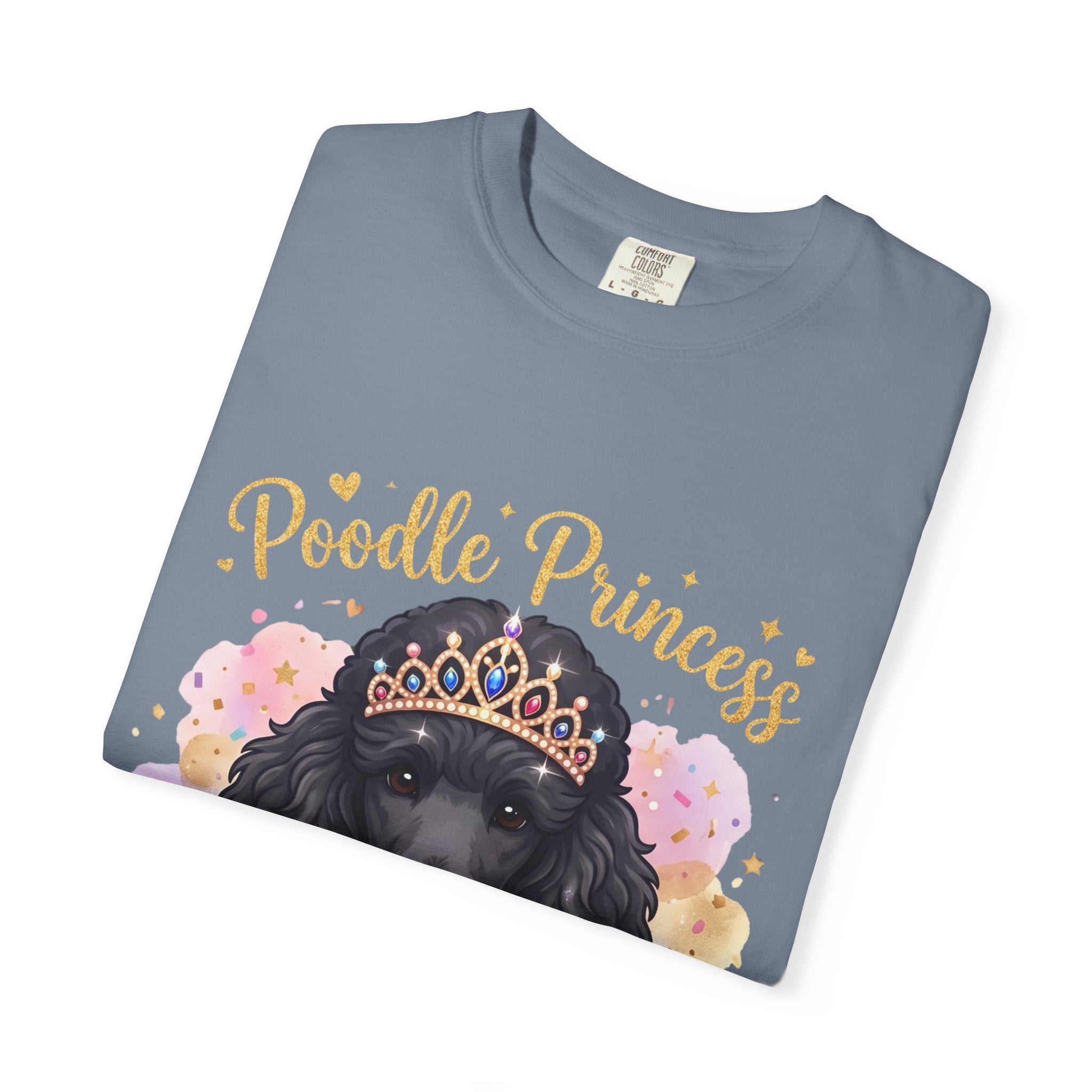 Poodle Princess T-Shirt – Cute Black Poodle Crown Graphic Tee for Dog Lovers