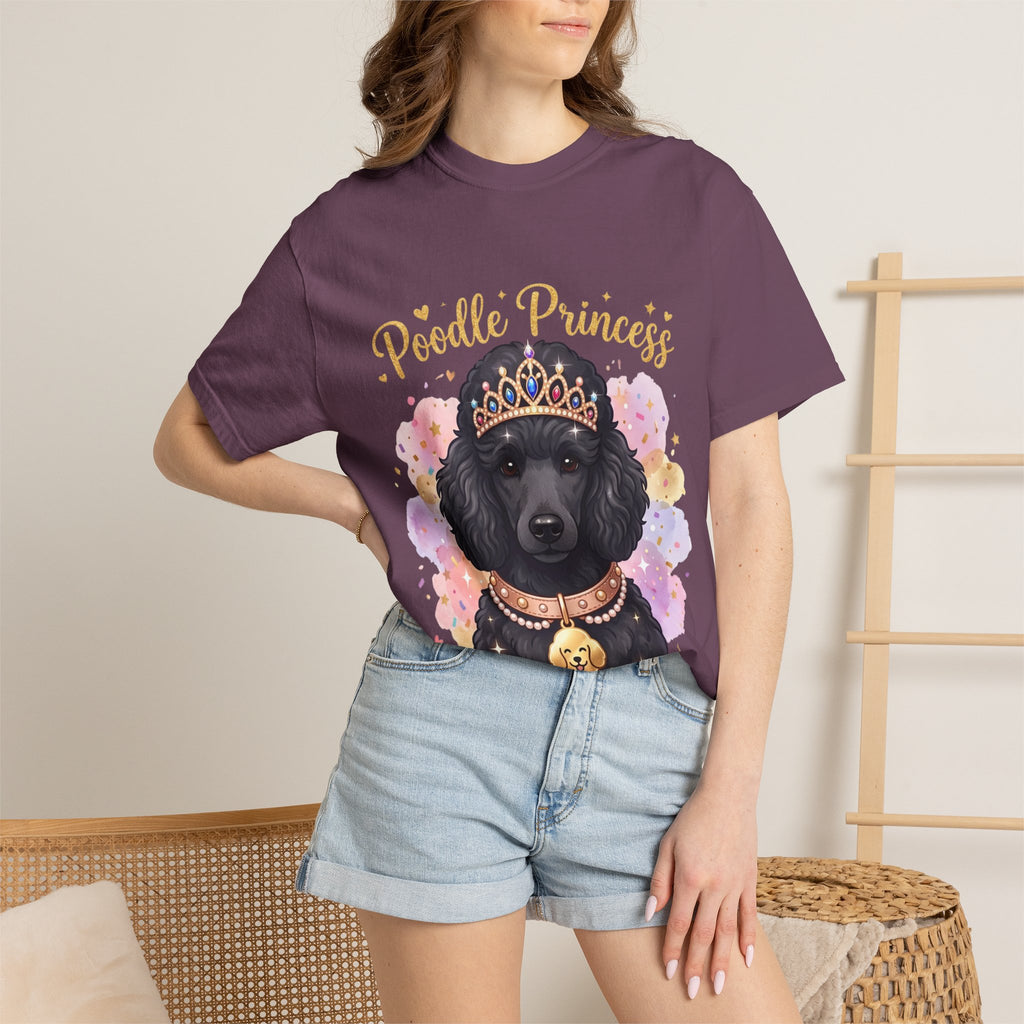 Poodle Princess T-Shirt – Cute Black Poodle Crown Graphic Tee for Dog Lovers