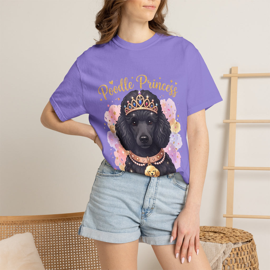 Poodle Princess T-Shirt – Cute Black Poodle Crown Graphic Tee for Dog Lovers