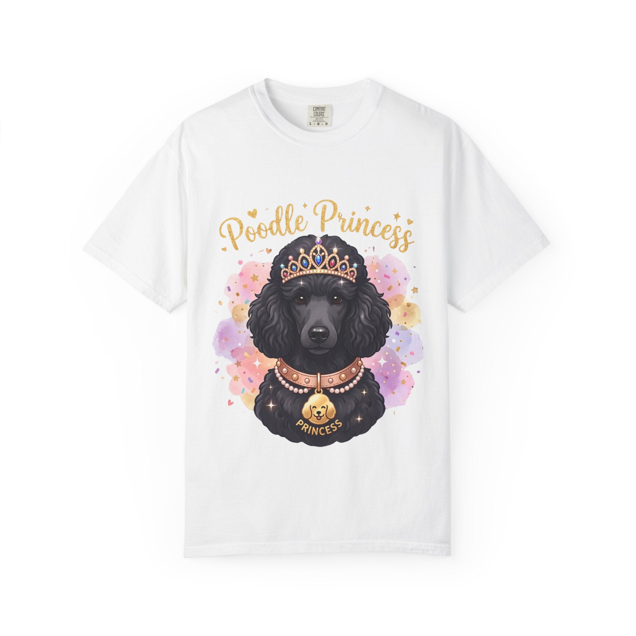 Poodle Princess T-Shirt – Cute Black Poodle Crown Graphic Tee for Dog Lovers