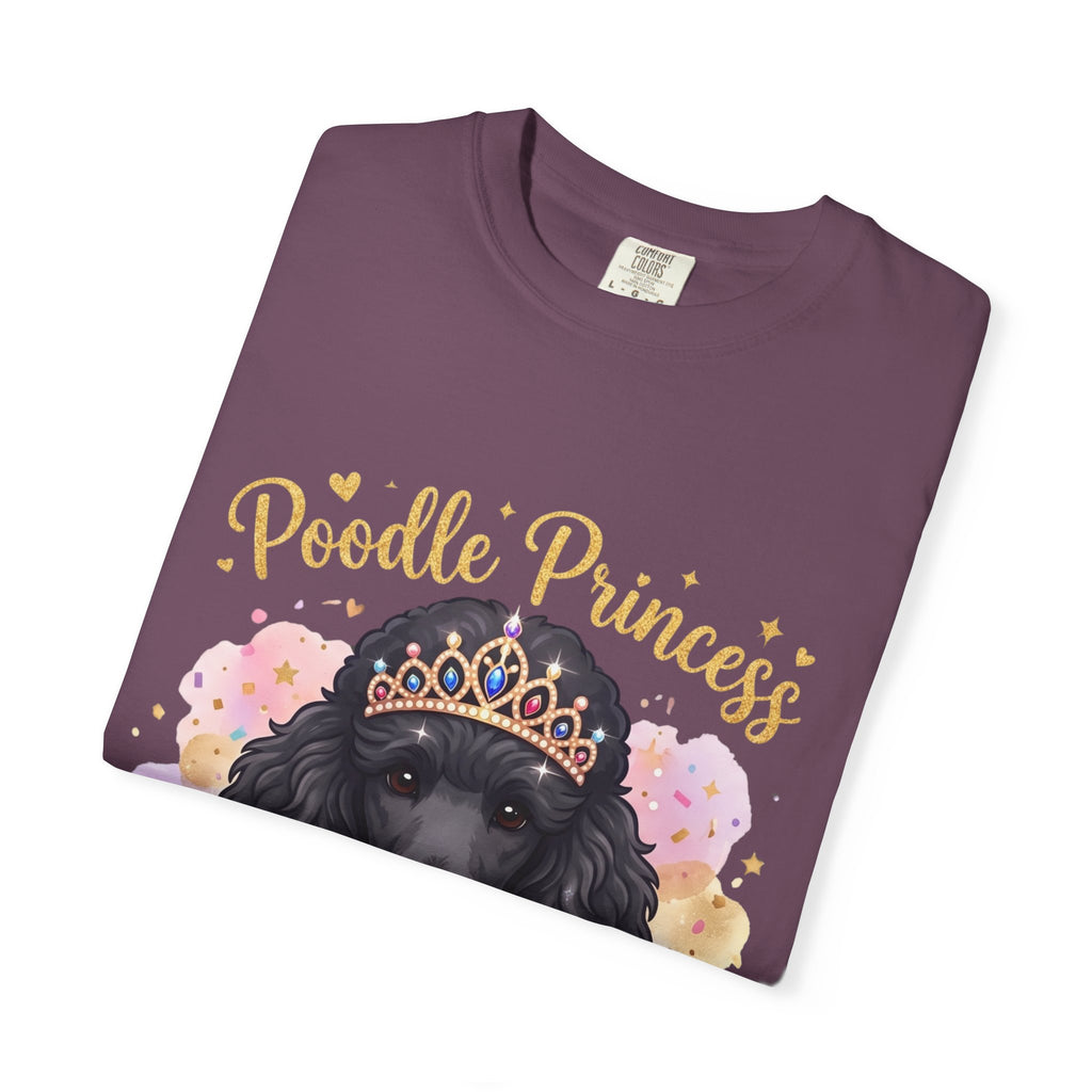 Poodle Princess T-Shirt – Cute Black Poodle Crown Graphic Tee for Dog Lovers