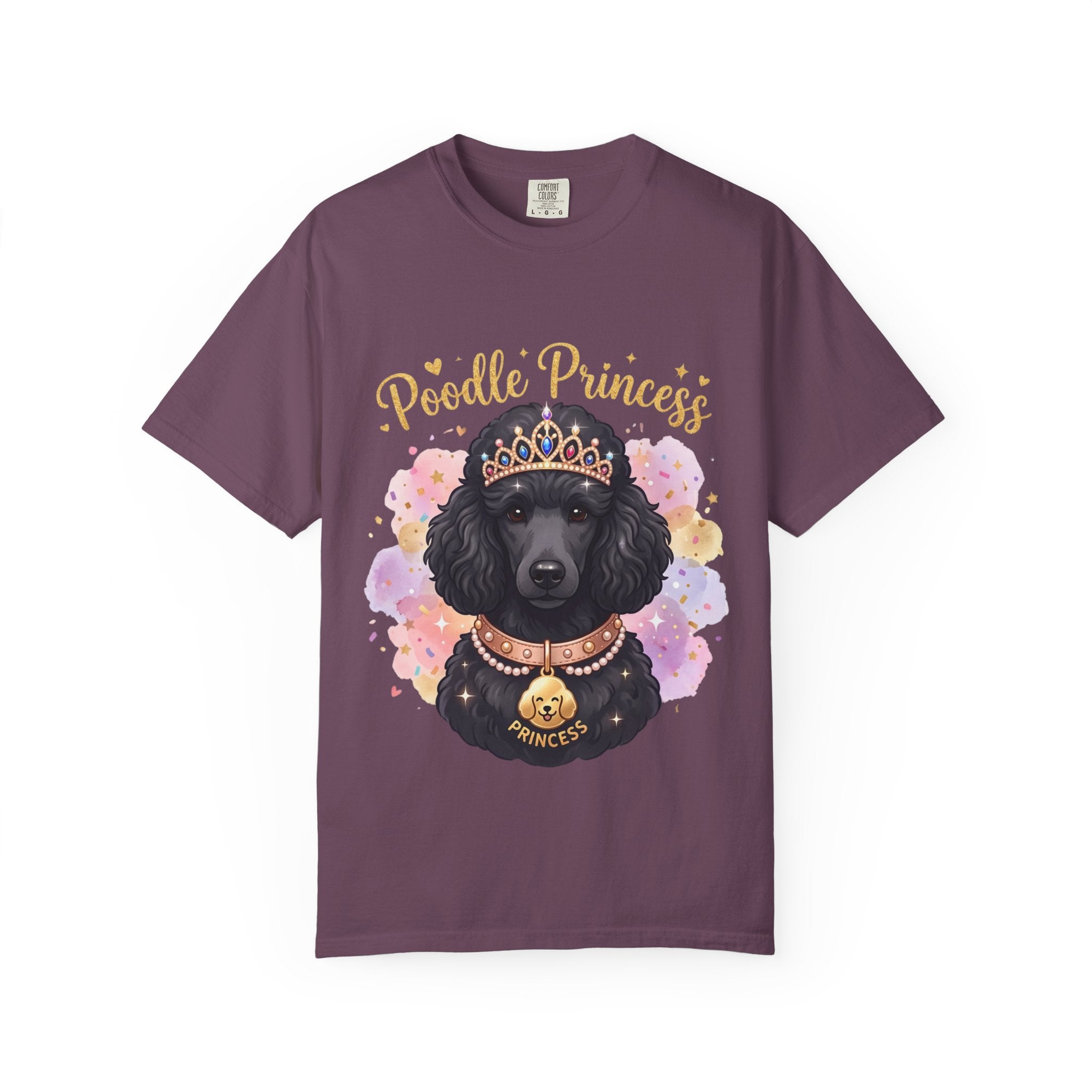 Poodle Princess T-Shirt – Cute Black Poodle Crown Graphic Tee for Dog Lovers
