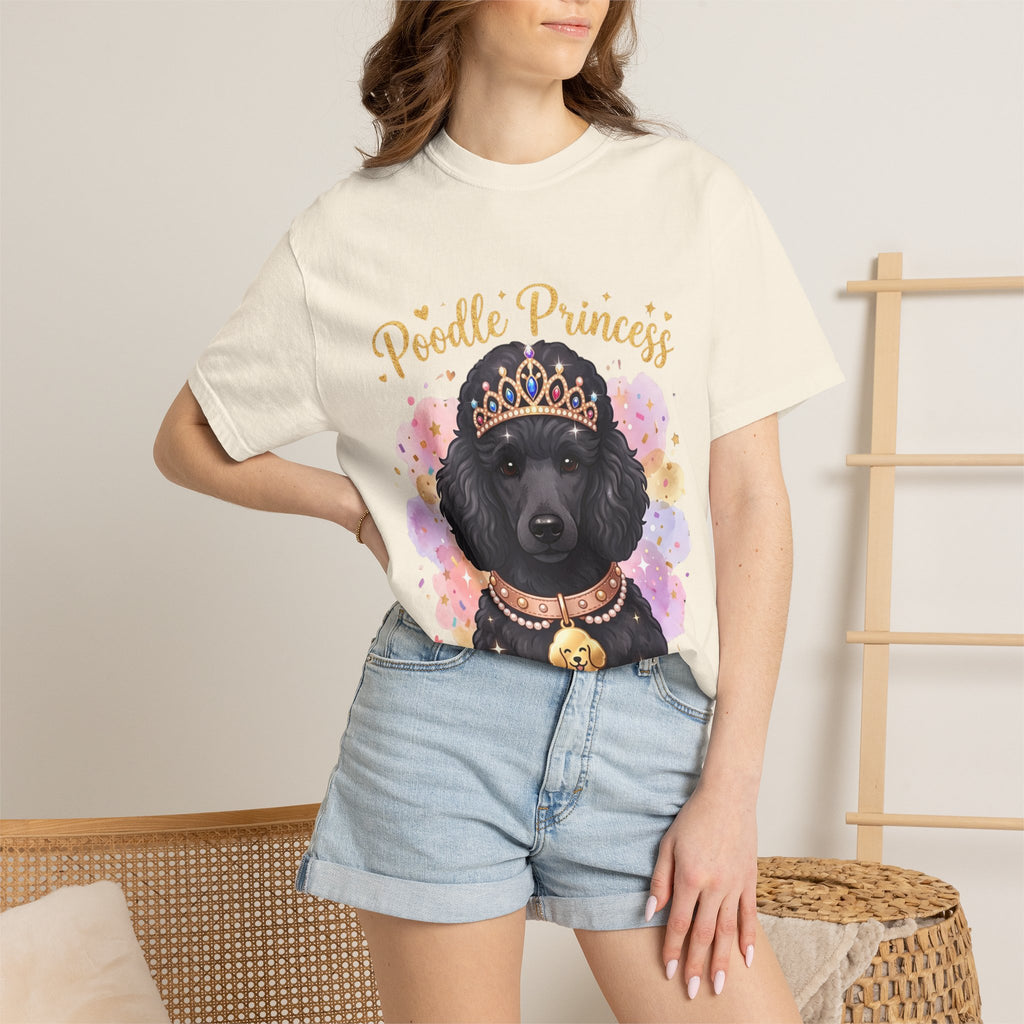 Poodle Princess T-Shirt – Cute Black Poodle Crown Graphic Tee for Dog Lovers