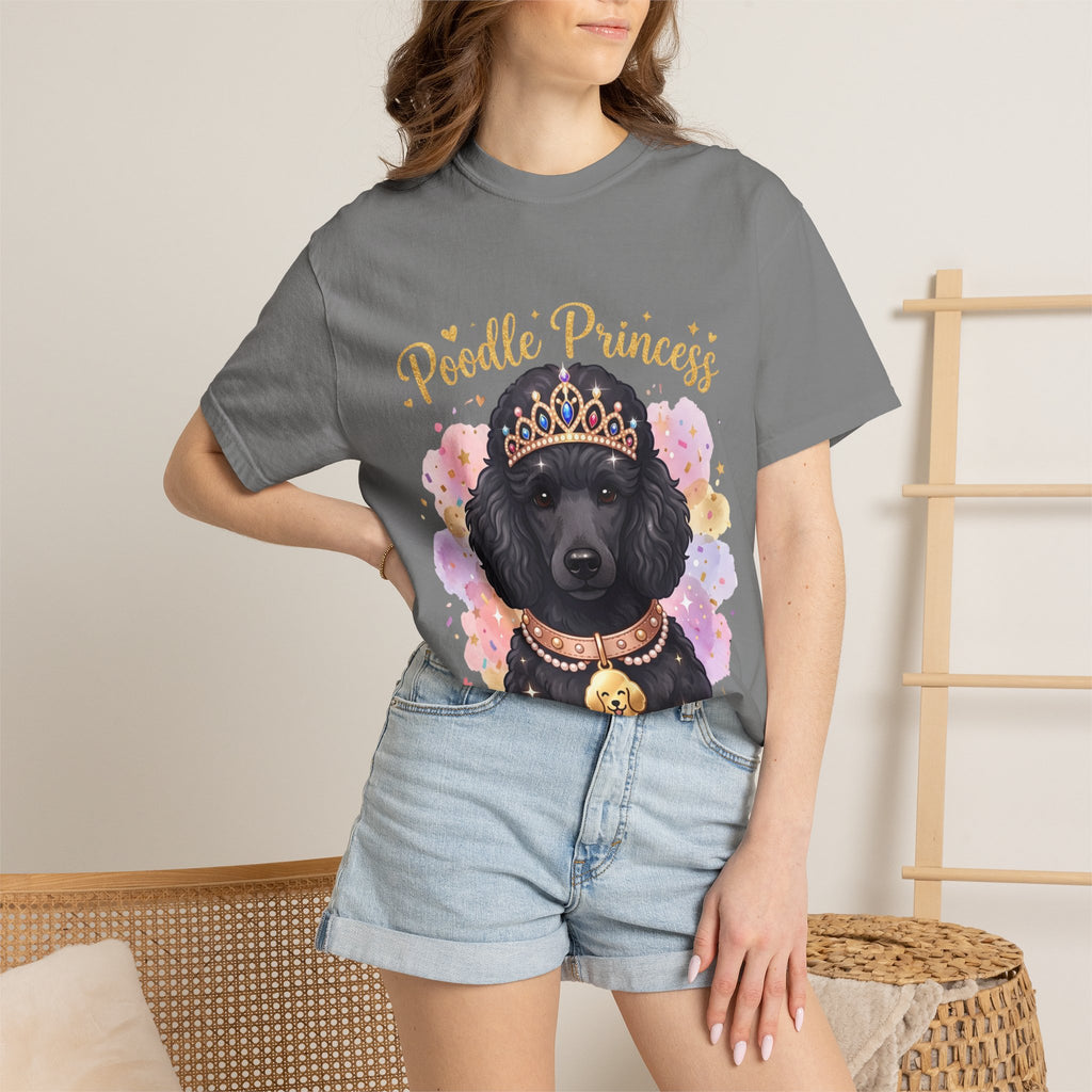 Poodle Princess T-Shirt – Cute Black Poodle Crown Graphic Tee for Dog Lovers