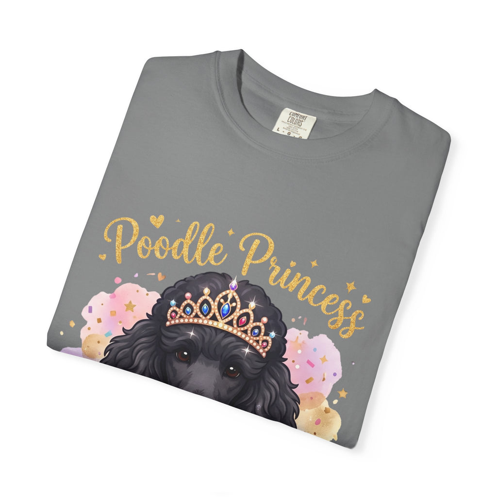 Poodle Princess T-Shirt – Cute Black Poodle Crown Graphic Tee for Dog Lovers